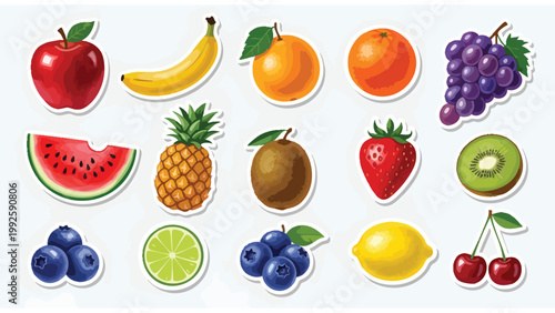Fresh Fruit Stickers for Food Packaging, Recipes & Health Marketing