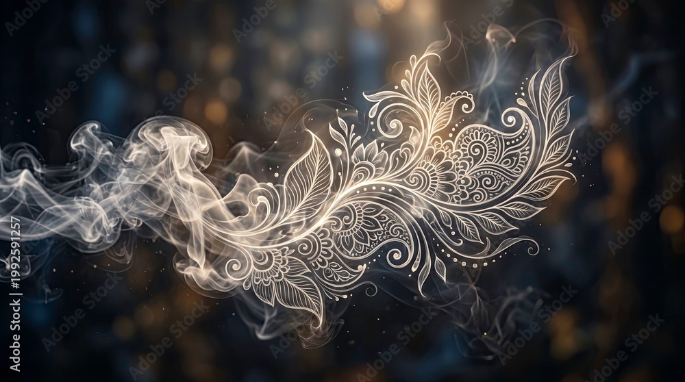 Obraz premium Elegant Swirling Smoke Design with Intricate Floral Patterns