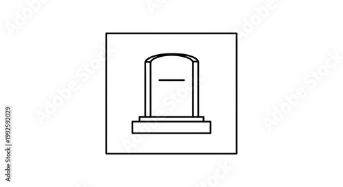 Simple line drawing of a tombstone icon on a white background