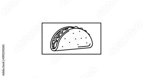 Simple Line Drawing of a Taco Icon with Dots on a White Background