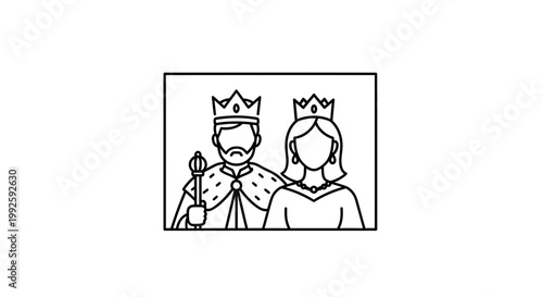 Royal Couple King and Queen Icon Illustration