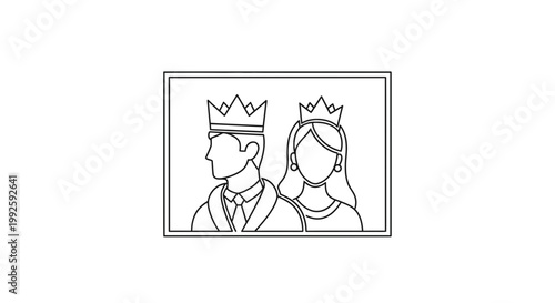 Royal Couple King and Queen Line Art Icon