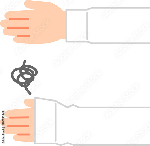 サイズがちょうどいいシャツと大きすぎるシャツを着た腕