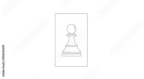 Minimalist Chess Pawn Icon in Outline Style on White Background