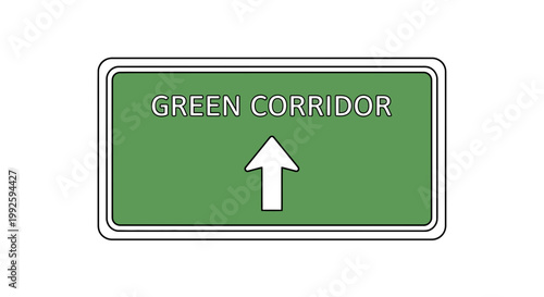 Green Corridor Sign with Up Arrow - Emergency Route for Medical Transport