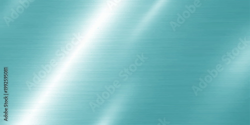 A polished stainless steel plate with a brushed metal texture creates a shiny abstract blue background featuring a silver metallic reflection and a smooth light pattern for a modern wallpaper design