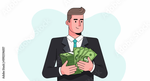 Businessman Holding Large Amount Cash.