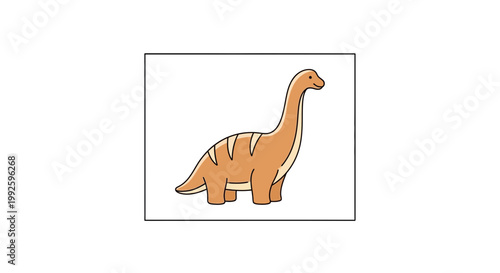 Cute Cartoon Brontosaurus Dinosaur Illustration, Adorable Prehistoric Creature