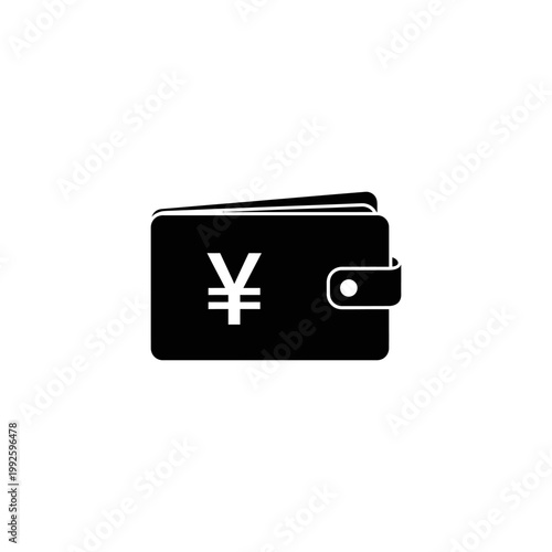 A black wallet with a Japanese yen symbol on a white background Yuan Curency