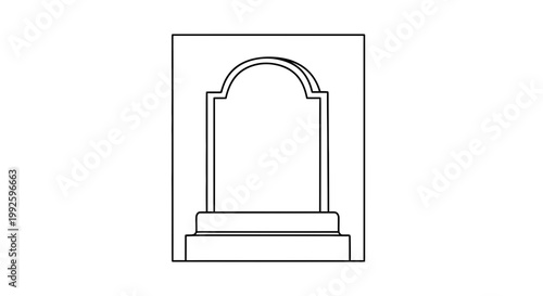 Arched Tombstone Outline Icon, Funeral Memorial Gravestone Symbol