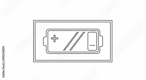 Battery Icon, Energy Level Indicator, Power Symbol, Rechargeable Battery Outline