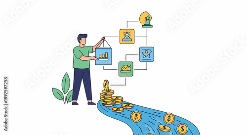 Businessman investing money growing wealth.