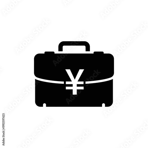 A black briefcase with a yen symbol on it, representing finance and business. Yuan Curency