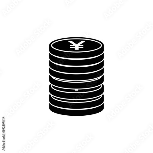 A stack of Japanese yen coins on a white background Yuan Curency