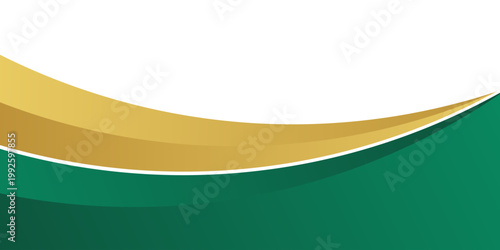 Luxury green and gold abstract background with smooth curves suitable for invitation and award certificates.