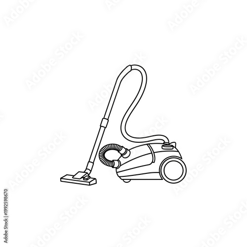 Simple line art illustration of a vacuum cleaner on a white background