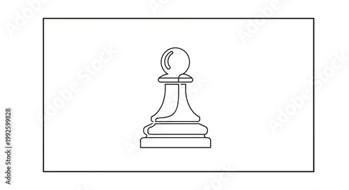 Single Pawn Chess Piece, Minimalist Line Art, Strategy Game Symbol