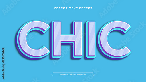 Premium chic text effect featuring stylish 3D layers and soft blue pastel tones perfect for modern branding and fashion posters