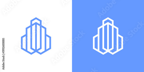 Dual meaning logo combining building and line elements, symbolizing urban development, structure, connectivity, modern architecture, and streamlined growth within a clean and minimalist design system.