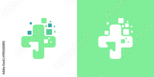 Dual meaning logo combining medical and technology elements, symbolizing healthcare innovation, digital health solutions, precision care, and the integration of advanced technology in modern medical