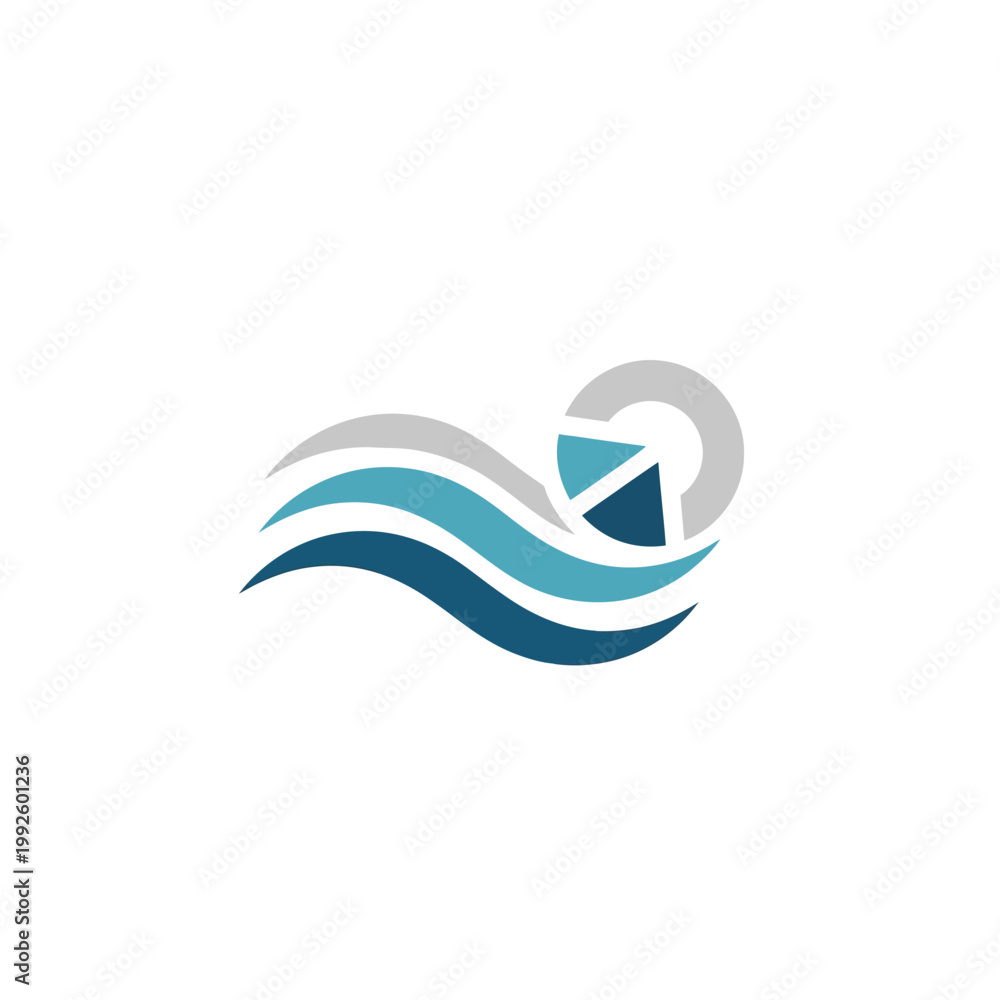 Fototapeta premium Abstract Wave and Circle Logo Design.