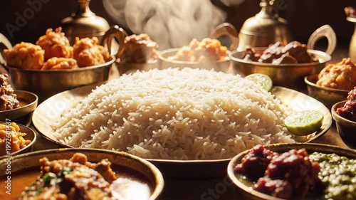 Jamai sasthi celebration featuring a traditional Bengali feast with steaming rice