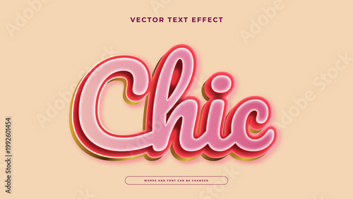 High quality chic pink 3d style editable text effect with soft curves and golden outlines for fashion branding