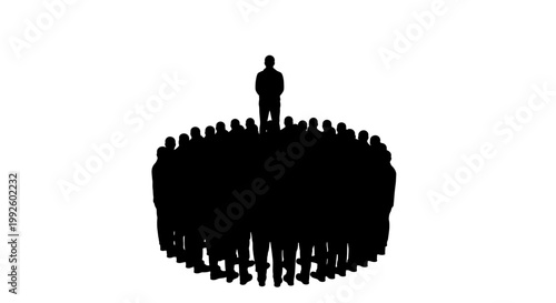 A lone figure standing on a crowd.