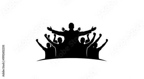 A group of people celebrating together.