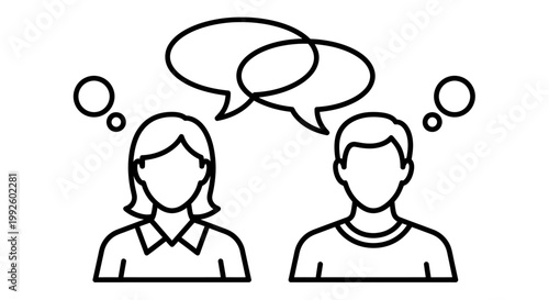 Two People in Conversation Silhouettes Indicating Dialogue and Interaction.