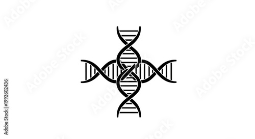 Interconnected DNA double helix structure symbol.
