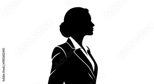 Silhouette of a businesswoman in profile.