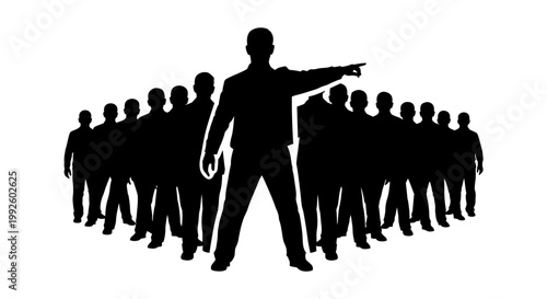 A leader guiding a group of people.