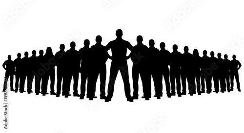 Silhouette of a group of people standing together.