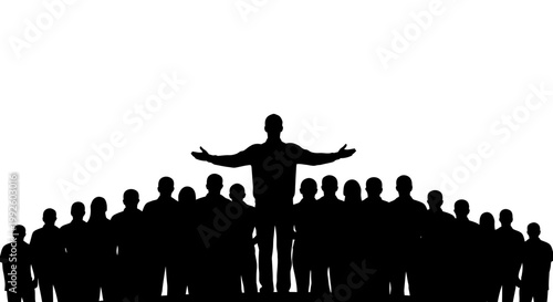 Silhouette of a man standing out from a crowd.
