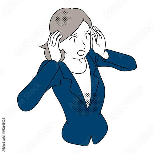 Worried businesswoman holding her head illustration
