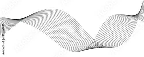 Minimalist Abstract Wave Background with Parallel Black Flowing Lines on White