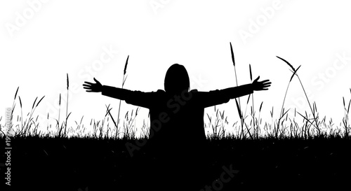 Silhouette of a person in a field.