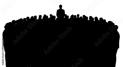 A crowd of people in silhouette.