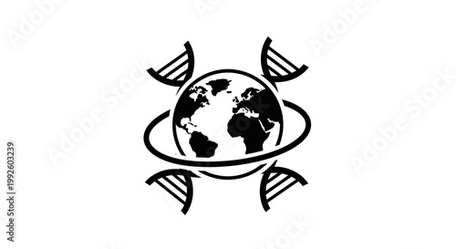 Earth surrounded by DNA strands.