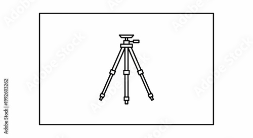 Minimalist Line Art Icon of a Professional Tripod for Camera Equipment