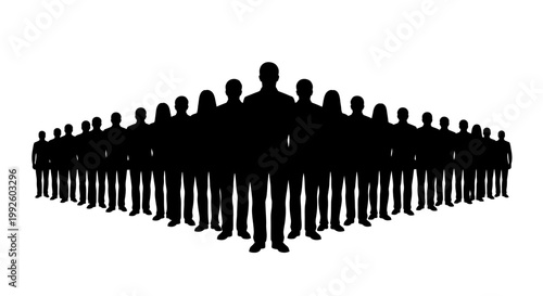 A group of people standing together in silhouette.