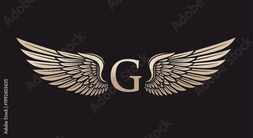 Golden Winged Letter G Logo Emblem, Luxury Design, Elegant Symbol, Heraldic Emblem