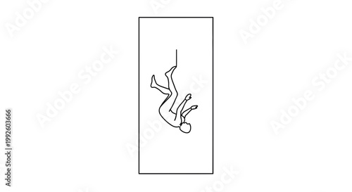 Man Falling Down, Abstract Line Art, Minimalist Design, Danger Concept