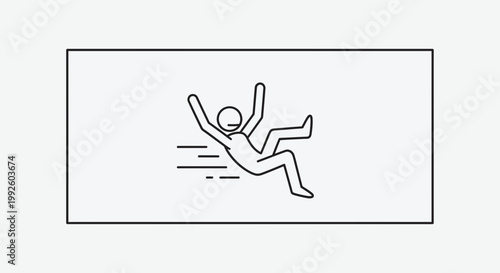 Man falling down, slipping, losing balance, accident icon, danger symbol, motion lines