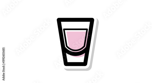 Pink Shot Drink in Glass, Alcohol Beverage, Party Celebration Icon