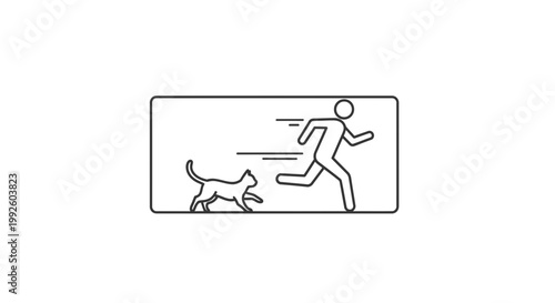 Man Running Away From Cat, Pet Chasing Owner, Funny Animal Behavior, Motion Blur