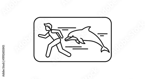 Man Running Away From Dolphin Icon