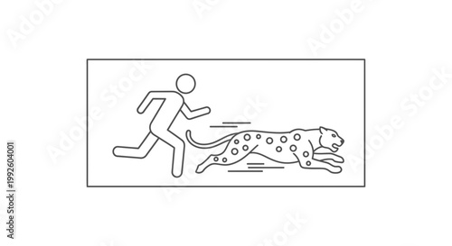 Man Running From Cheetah - Danger, Speed, Chase, Escape, Wild Animal