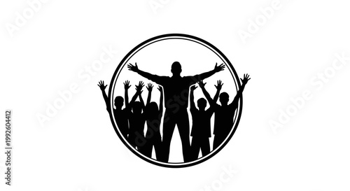 A group of people celebrating together.